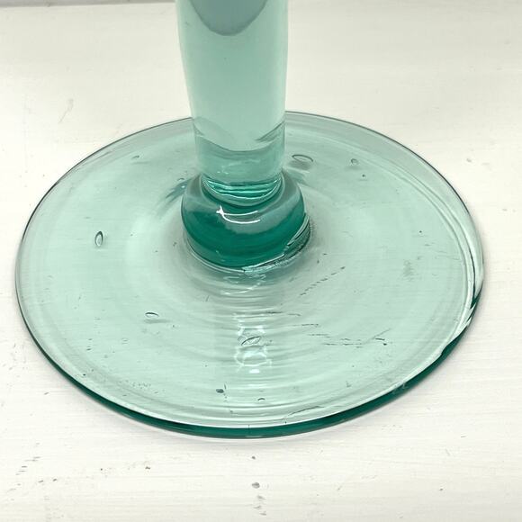Hand Blown Verde Green Wine Water Goblets Set of 4 - Picture 3 of 6